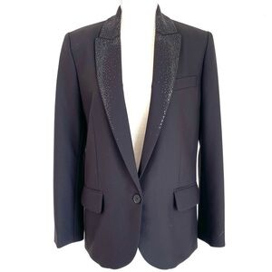 Zadig & Voltaire Viking Strass Black Blazer in Noir W/ Silver Embellishment NWT